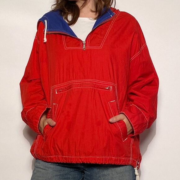 Vintage 1990s GAP Quarter Zip Hooded Windbreaker with EMBROIDERED Logo! M to L - Picture 4 of 11